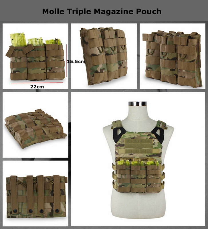 1000D nailonist Hunting Molle ajakirja kott, ühe-/kahe-/kolmekordne M4 5,56 magekott Molle raadiosaatja kott