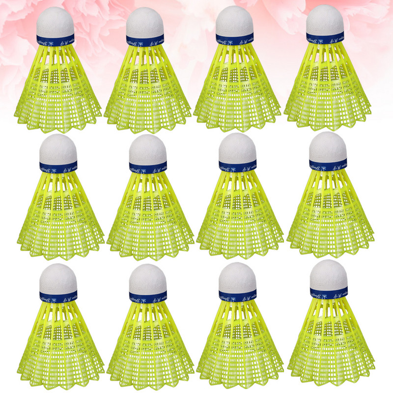 Volani de badminton Navete Mingi pentru păsări pentru interior, în aer liber, școală, rechizite de antrenament fitness, 12 buc, galben