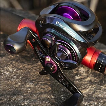 KANGLUO New Baitcasting Reel BM2000 5+1BB Drag 8KG Purple Gradient 7.3:1 риболовна макара за соленоводна макара за хвърляне на шарански риболов