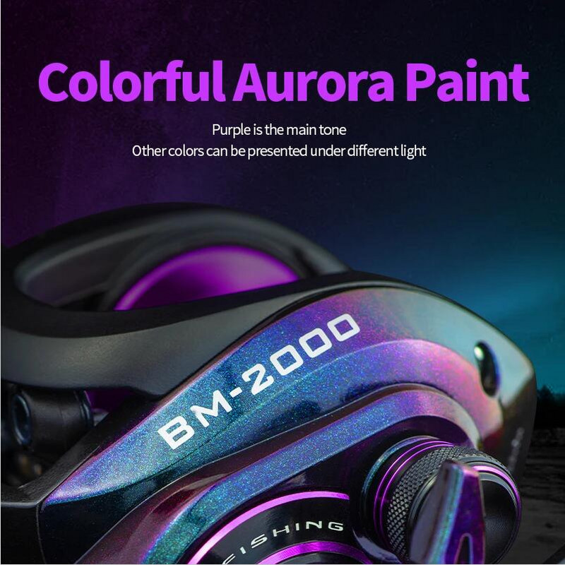 KANGLUO Nauja Baitcasting Ritė BM2000 5+1BB Drag 8KG Purple Gradient 7.3:1 Žvejybos ritė, skirta sūriame vandenyje karpių užmetimui