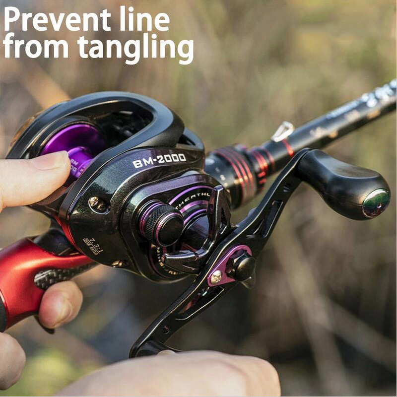 KANGLUO Nauja Baitcasting Ritė BM2000 5+1BB Drag 8KG Purple Gradient 7.3:1 Žvejybos ritė, skirta sūriame vandenyje karpių užmetimui