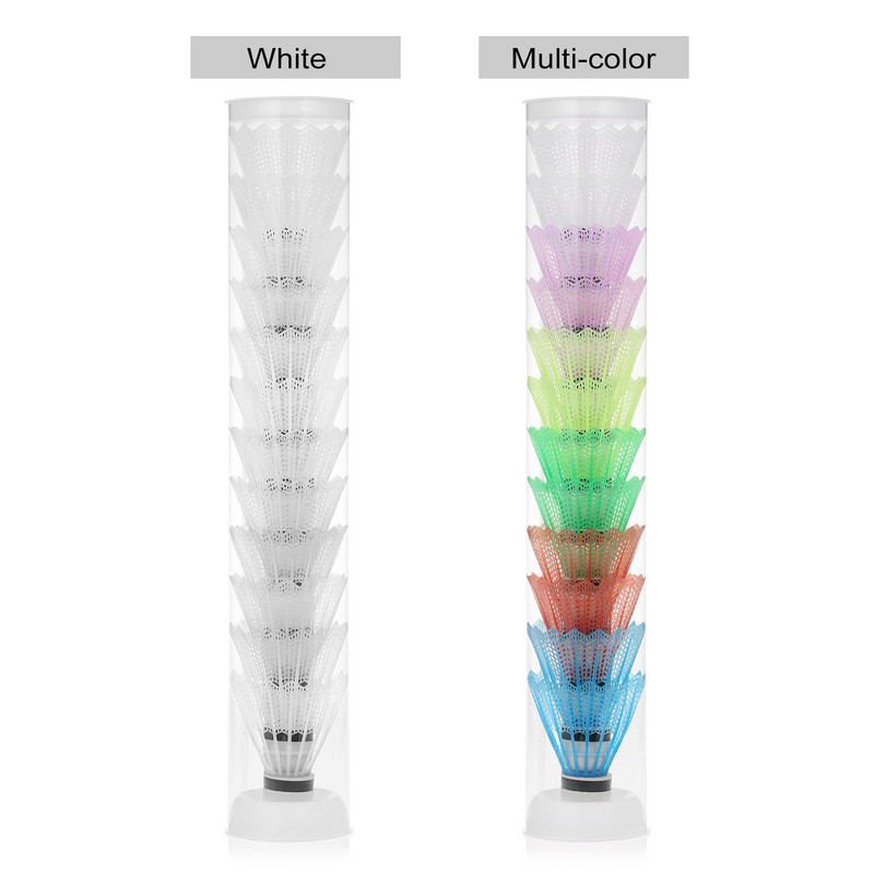 12 vnt. nailoniniai šaudykla, patvarūs plastikiniai badmintono šaudyklai vidaus lauko sportiniai badmintono kamuoliukai, vėjui atsparūs