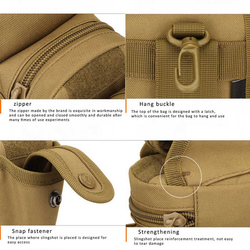 Geantă pentru praștie în aer liber Husă impermeabilă Pachet cu bile de oțel Geantă de mână Pachet pentru talie Camping Drumeții Vânătoare Maro