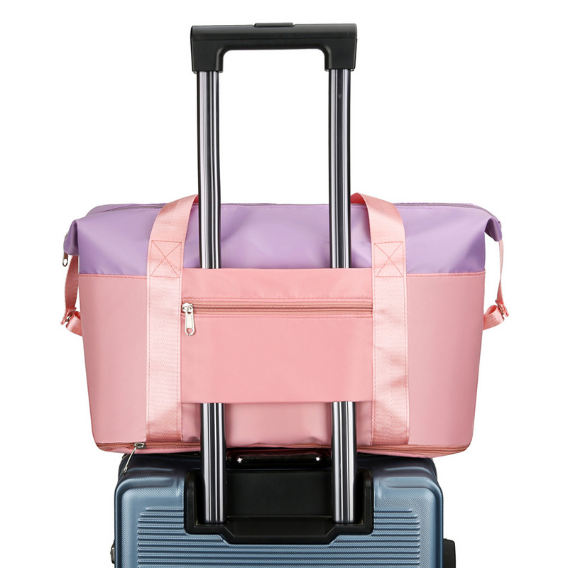 Női összecsukható sport tornazsák Fitness edzőtáska Utazótáska Száraz nedves elválasztás Nagy kapacitású táska vízálló poggyásztáska