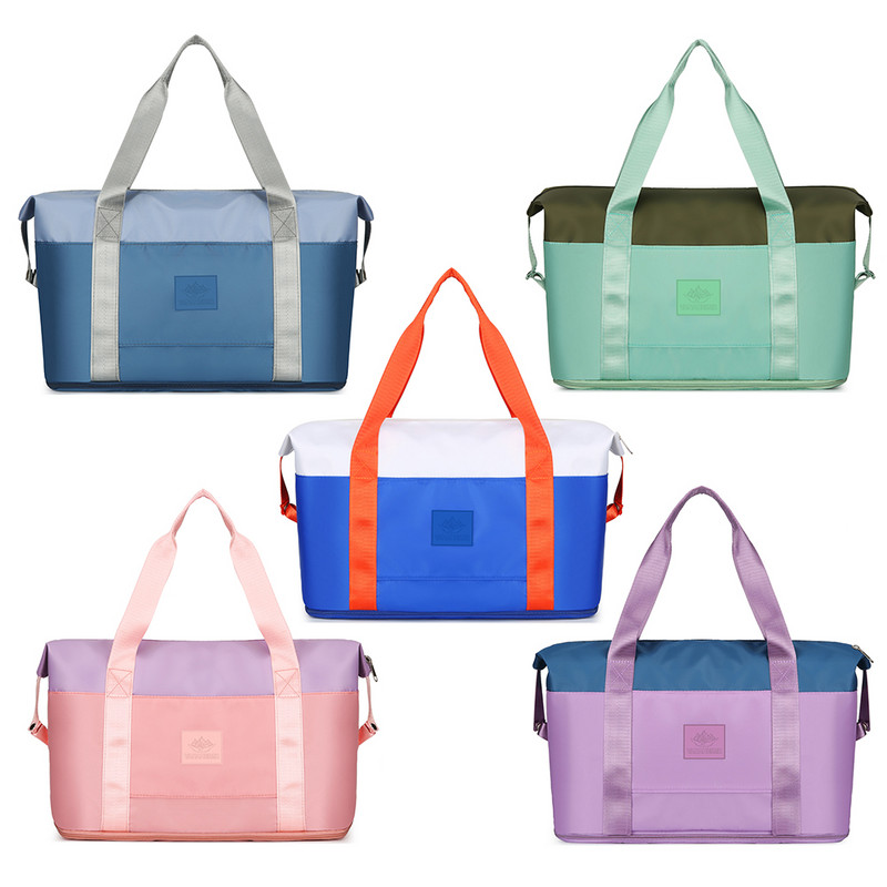 Női összecsukható sport tornazsák Fitness edzőtáska Utazótáska Száraz nedves elválasztás Nagy kapacitású táska vízálló poggyásztáska