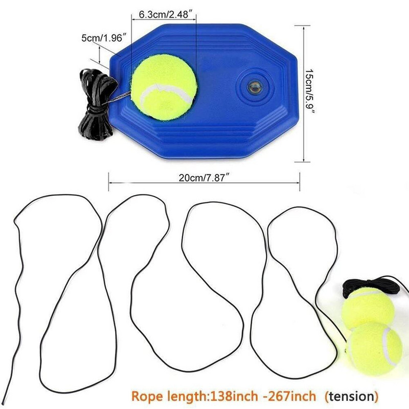 1 komplekt Tennisetreeneri Tennise alus + Treeningpall koos trossiga Vastupidav, hõlpsasti kasutatav treeneri põrandalaua sparring seadme tööriist tagasilöögipall