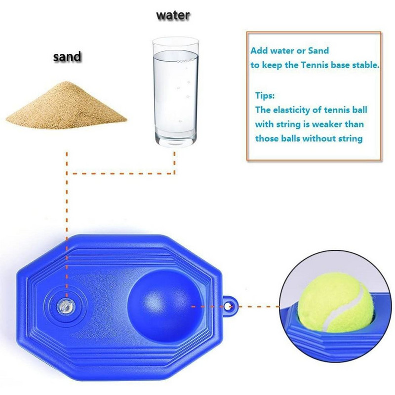 1 komplekt Tennisetreeneri Tennise alus + Treeningpall koos trossiga Vastupidav, hõlpsasti kasutatav treeneri põrandalaua sparring seadme tööriist tagasilöögipall