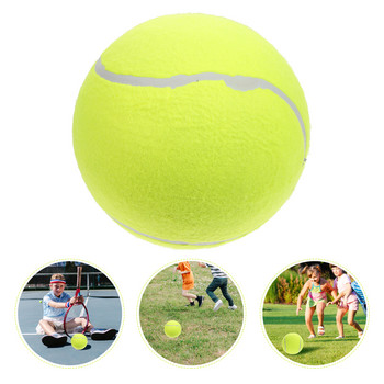 1 бр. 20 см надуваема фланелена топка, голяма фирмена гумена топка за тенис за деца на открито (жълта)