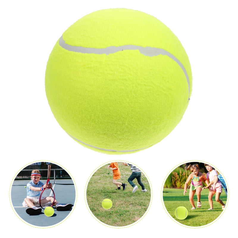 1vnt 20 cm pripučiamas flanelinis kamuolys, didelis firminis teniso guminis kamuoliukas, skirtas vaikų sportui lauke (geltonas)