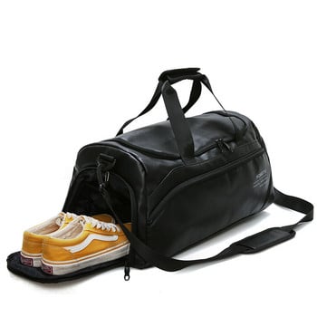 Рамо Меки кожени чанти за фитнес Пътна чанта за мъже Мъже Спорт Фитнес Рамо Duffel Training Багаж Tas Sac De Sport XA5WD
