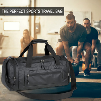 Мъжка спортна чанта за багаж Голям капацитет с отделение за обувки и мокър джоб Чанта за тренировка Дамска чанта на открито Пътуване през уикенда във фитнес зала