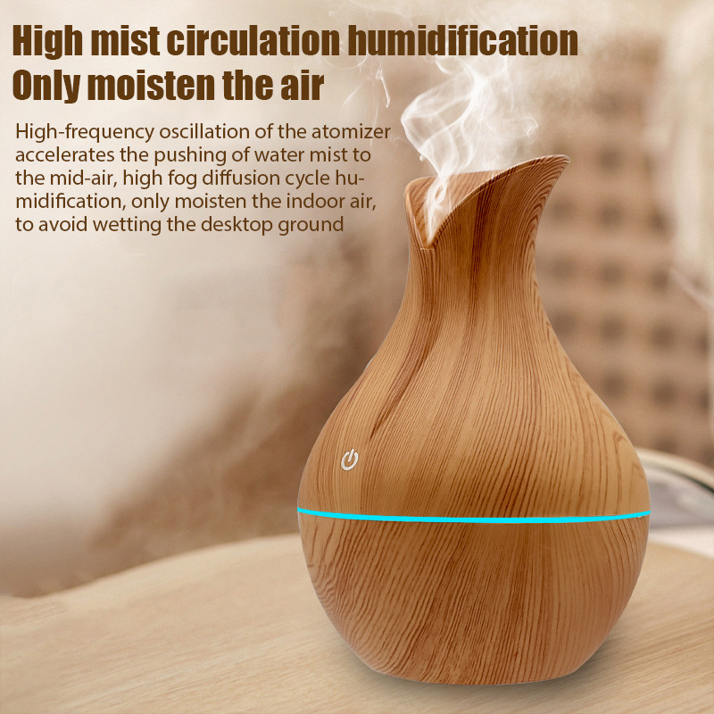 Mini Wood Grain Oro Drėkintuvas Aroma Eterinis Aliejus Humidificadores Namų difuzorius Cool Mist Purškiklis Kvapų kvepalų valytuvas