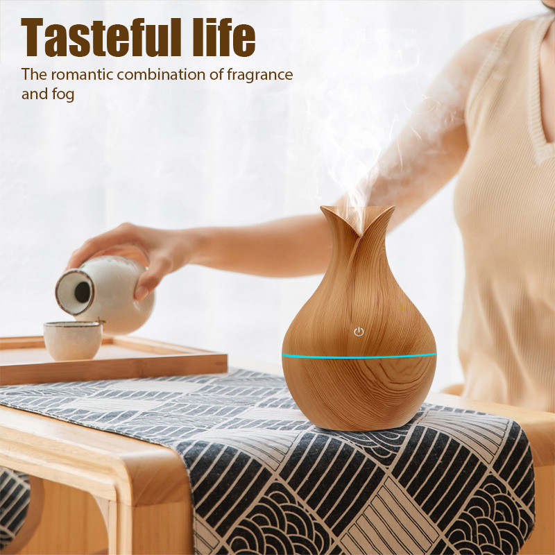 Mini Wood Grain Oro Drėkintuvas Aroma Eterinis Aliejus Humidificadores Namų difuzorius Cool Mist Purškiklis Kvapų kvepalų valytuvas