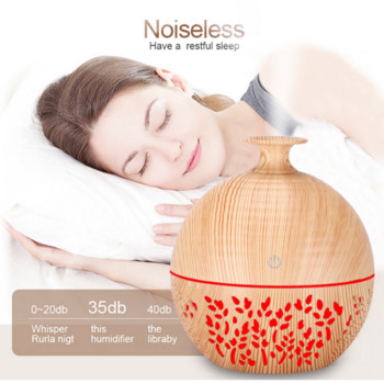 USB Ultrasonic Air Humidifier Essential Oil Diffuser Wood Grain Vase Mini Diffuser Home Aromatherapy Humidifiers Night Light
