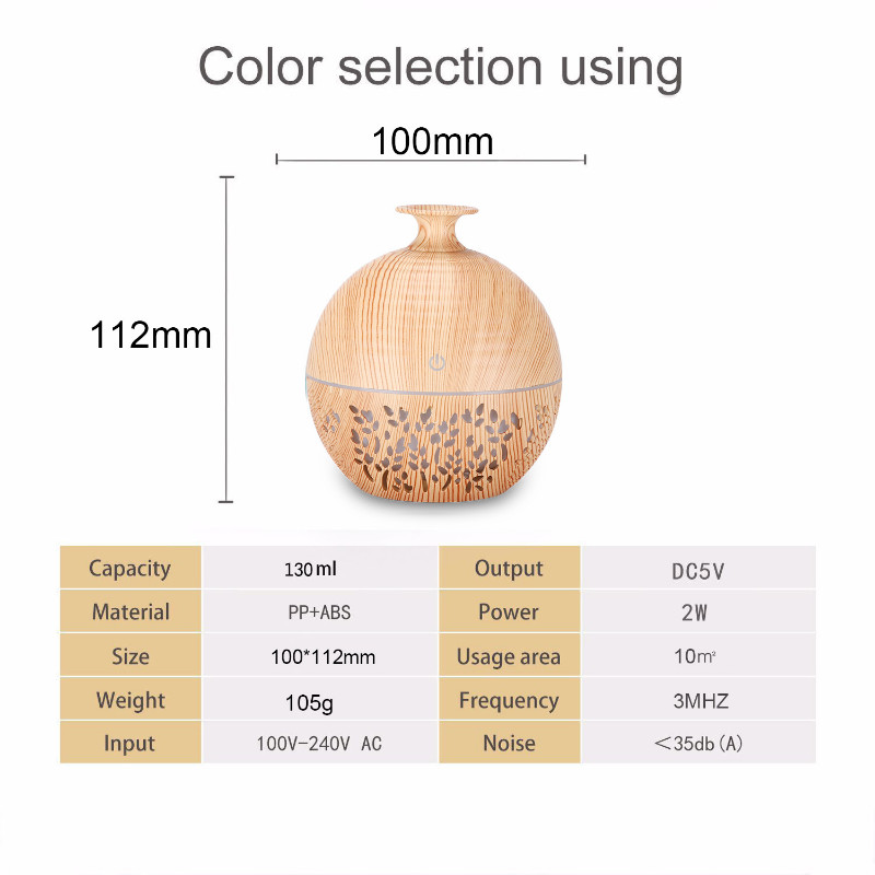 USB ultraheli õhuniisutaja eeterlike õlide hajuti puidust teravilja vaas minihajuti kodu aroomiteraapia õhuniisutid öövalgus