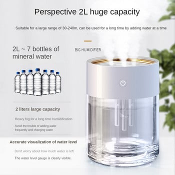 Air Humidifier 2L Home Aromatherapy Humidifiers Diffusers Transparent Led Aroma Essential Oil Diffuser Water Fogger Air Purifier