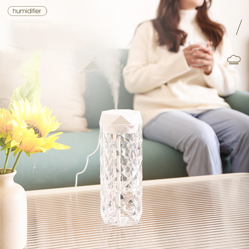 Oro drėkintuvai Kristalinis drėkintuvas USB eterinių aliejų difuzorius su nakties šviesos staliniu aromaterapiniu aromatiniu difuzoriumi 400/1000ml