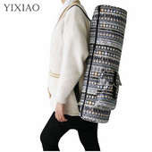 YIXIAO sportinio jogos kilimėlio laikymo krepšys Nešiojamas diržų nešiklis jogos kūno rengybos spausdinimas, kasdienis drobės, užtrauktuku, jogos krepšys