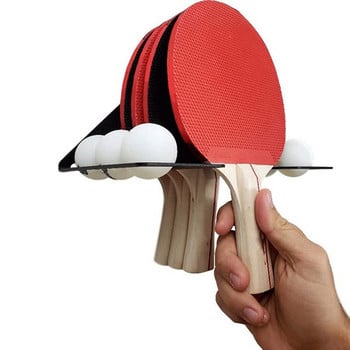 1 PCS Държач за гребло за тенис на маса Поставка за дисплей с ракета за тенис на маса с рафт за държач за топка