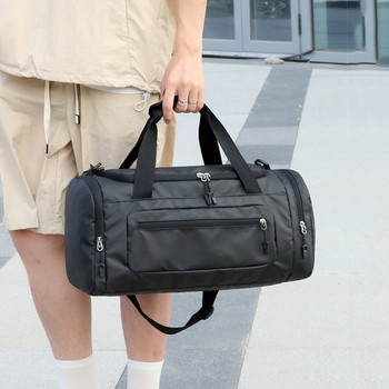 Мъжка спортна чанта за багаж с голям капацитет с отделение за обувки и мокър джоб Уикенд чанта за фитнес за къмпинг/трекинг/туризъм/пътуване