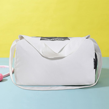 Унисекс туристическа чанта с голям капацитет Ежедневна чанта за упражнения Водоустойчива с отделение за обувки Плътен цвят Проста външна чанта