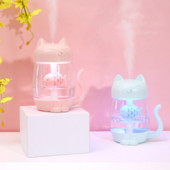 350ml Cat oro drėkintuvas su spalvota LED šviesa Ultragarsinis 3 viename žavinga katė valgo žuvį Humidificador USB aromatų difuzorius Fogger