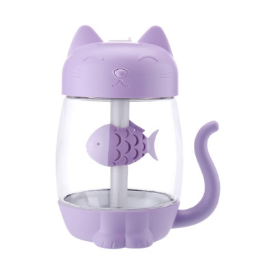350ml Cat oro drėkintuvas su spalvota LED šviesa Ultragarsinis 3 viename žavinga katė valgo žuvį Humidificador USB aromatų difuzorius Fogger