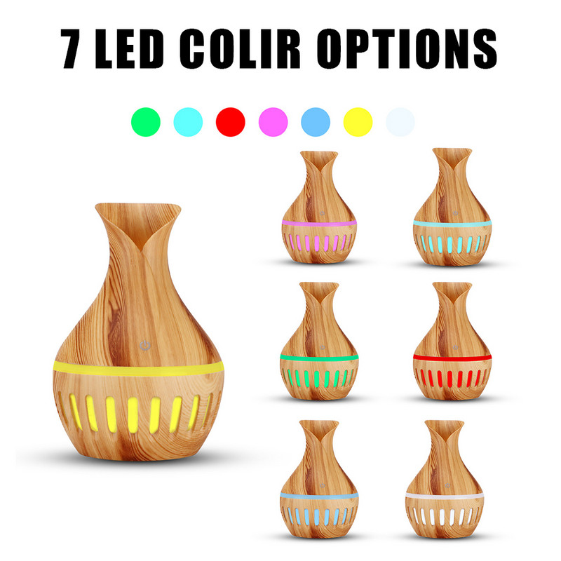 Mini aroomihajuti 300 ml puidutera aroomiteraapilised õhuniisutid, veevabad automaatselt väljalülituvad eeterlike õlide difuusorid magamistoa elutuppa