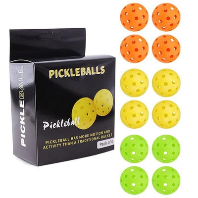 4 vnt Pickleball 74MM patvarūs 26 g 40 skylučių kamuoliukai lauke, skirti varžybų treniruočių reikmenims