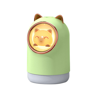 Mini stalinis oro drėkintuvas USB valytuvas Cool Mist Maker Fogger 340ML mielas naminių gyvūnėlių difuzorius kvapo drėkintuvas su naktine šviesa