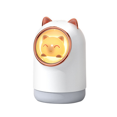 Mini stalinis oro drėkintuvas USB valytuvas Cool Mist Maker Fogger 340ML mielas naminių gyvūnėlių difuzorius kvapo drėkintuvas su naktine šviesa