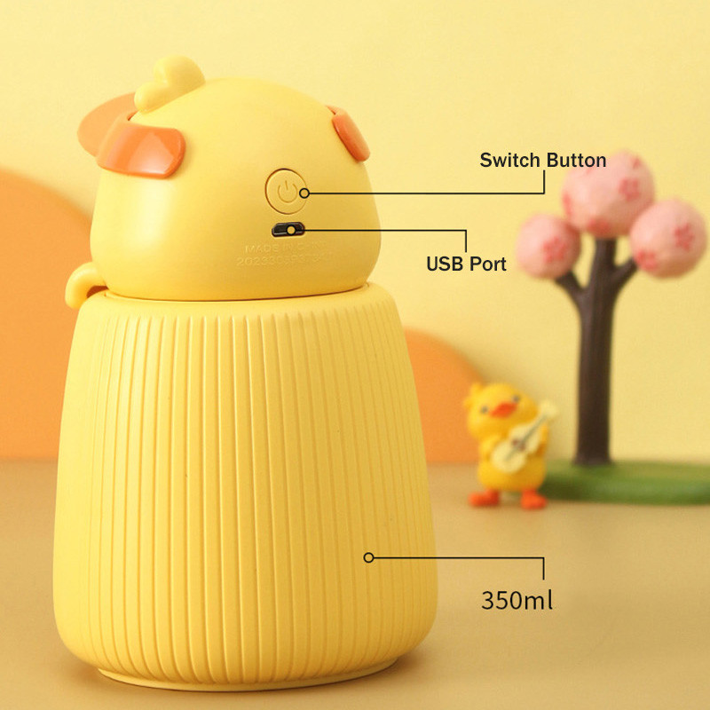 Mielas Duck oro drėkintuvas, mini stalinis valytuvas Cool Mist Maker Fogger USB aromato difuzorius nešiojamas drėkintuvas 350ml namams