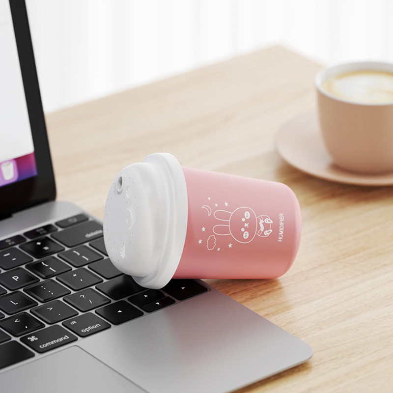 Cartoon Rabbit oro drėkintuvas Mini USB difuzorius 300ml Cool Mist Maker Humidificator stalinis valytuvas su spalvotomis lemputėmis namams