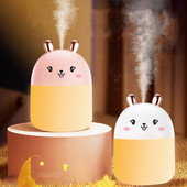 Mielas triušio drėkintuvas USB oro difuzorius mini nešiojamas valytuvas 250 ml rūko gaminimo mašinos drėkintuvas namams su LED lemputėmis