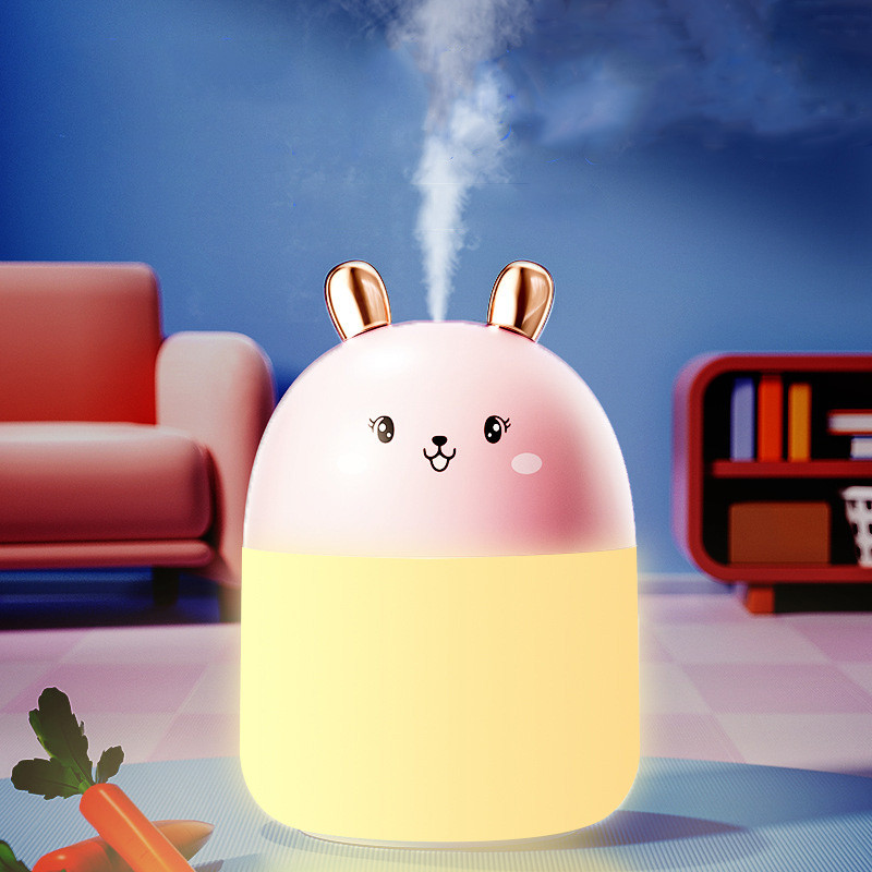 Mielas triušio drėkintuvas USB oro difuzorius mini nešiojamas valytuvas 250 ml rūko gaminimo mašinos drėkintuvas namams su LED lemputėmis