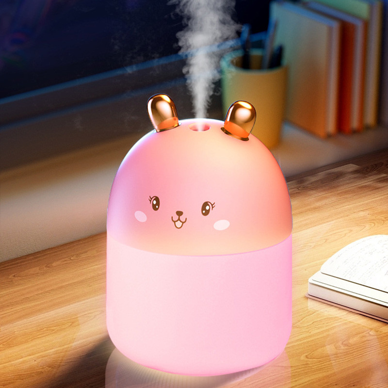 Mielas triušio drėkintuvas USB oro difuzorius mini nešiojamas valytuvas 250 ml rūko gaminimo mašinos drėkintuvas namams su LED lemputėmis