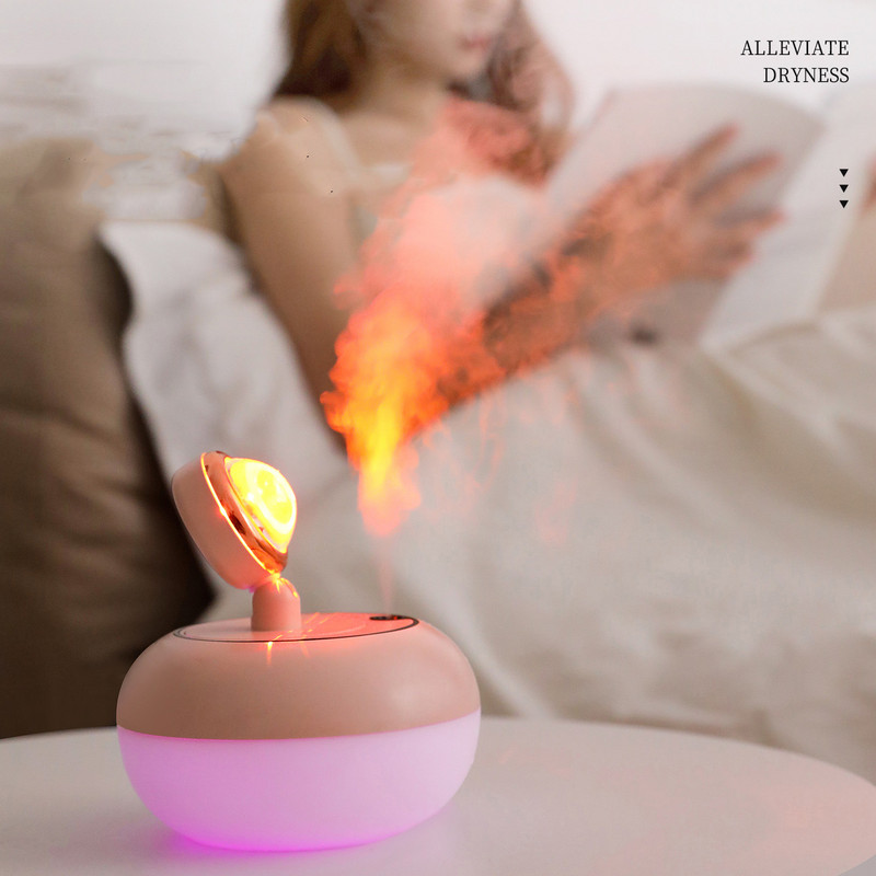 Saulėlydžio lempos oro drėkintuvas USB rūko formuotojas 300 ml aromaterapinis aliejaus difuzorius namų biuro drėkintuvas su romantiška aplinkos šviesa
