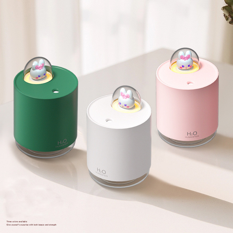 Cute Rabbit Air Diffuser Mini USB Humidifier Desktop Machine Aromatherapy 300ML 300ML Room Purifier Humidificer with Night Light