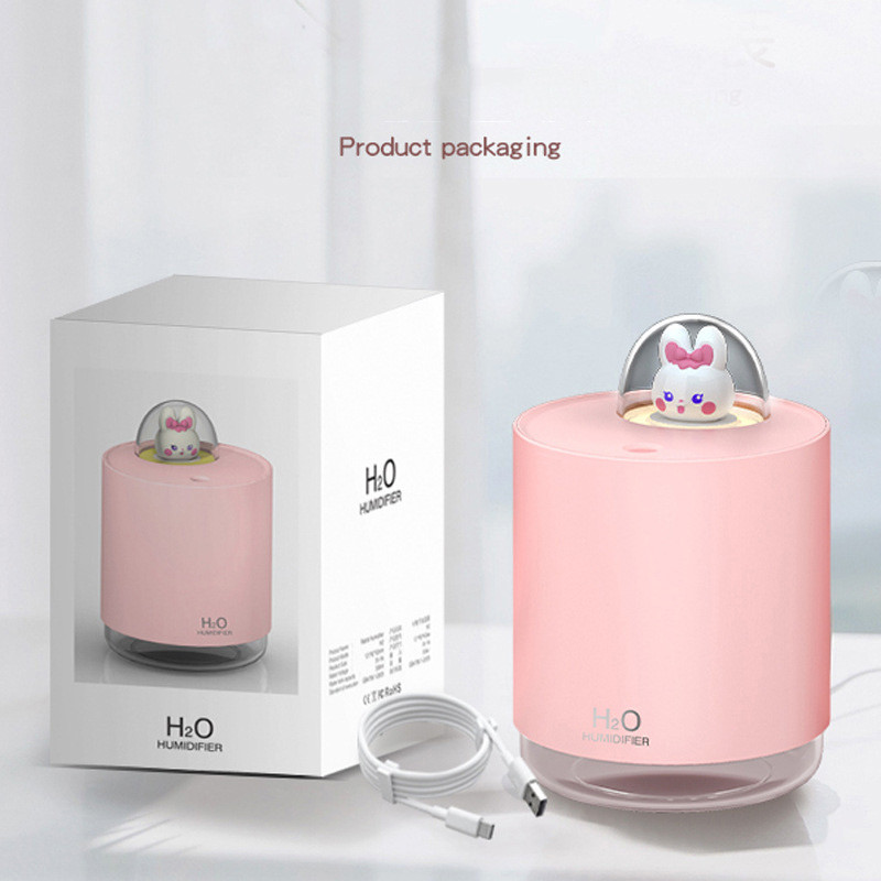 Cute Rabbit Air Diffuser Mini USB Humidifier Desktop Machine Aromatherapy 300ML 300ML Room Purifier Humidificer with Night Light