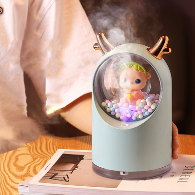 Mini Deer Овлажнител за въздух Настолен ароматерапевтичен дифузер Cool Mist Maker Machine 500ML USB домашен пречиствател с нощна светлина за кола