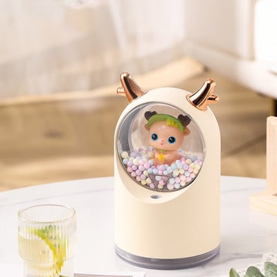 Mini Deer oro drėkintuvas staliniam kompiuteriui aromaterapinis difuzorius Cool Mist Maker Machine 500ml USB namų valytuvas su naktine šviesa automobiliui