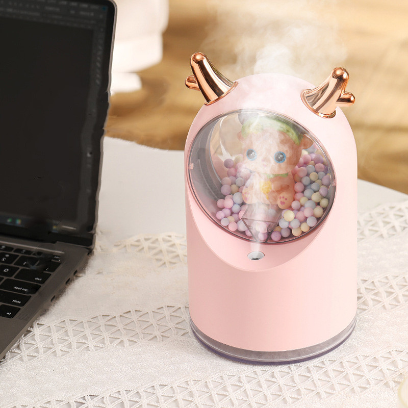 Mini Deer oro drėkintuvas staliniam kompiuteriui aromaterapinis difuzorius Cool Mist Maker Machine 500ml USB namų valytuvas su naktine šviesa automobiliui