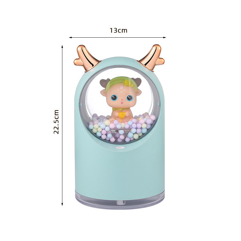 Mini Deer oro drėkintuvas staliniam kompiuteriui aromaterapinis difuzorius Cool Mist Maker Machine 500ml USB namų valytuvas su naktine šviesa automobiliui