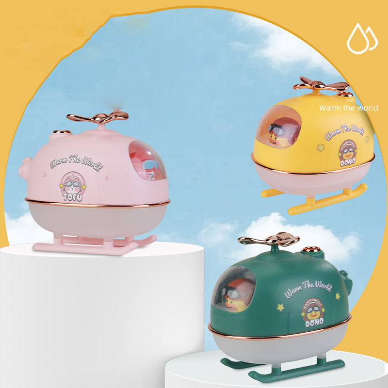 Lėktuvo dizaino drėkintuvas USB aromaterapinis aliejaus difuzorius Mini animacinis oro valytuvas 300 ml šalto rūko formuotojas rūkas su šilta šviesa