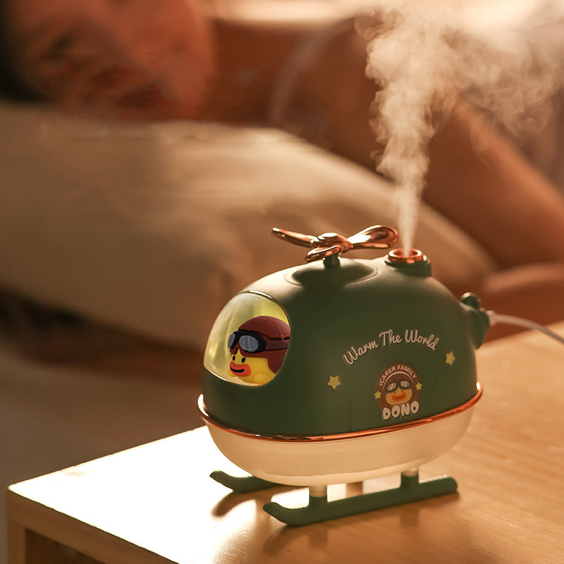 Lėktuvo dizaino drėkintuvas USB aromaterapinis aliejaus difuzorius Mini animacinis oro valytuvas 300 ml šalto rūko formuotojas rūkas su šilta šviesa