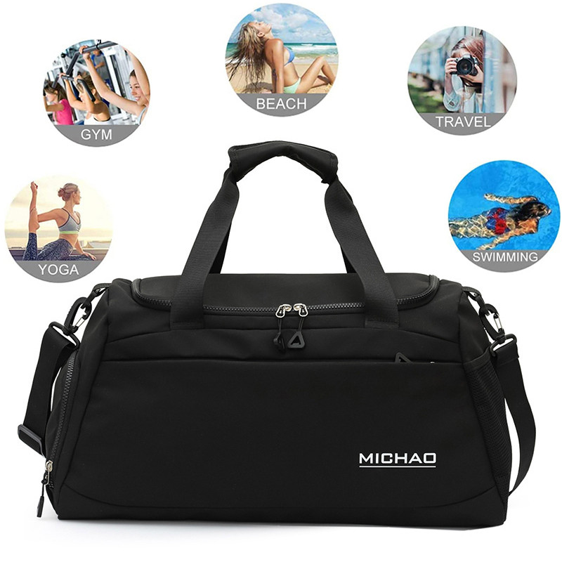 Модна фитнес чанта за пътуване Преносима спортна чанта за жени Мъже Пътна чанта за йога DryWet Separation Gym Bag с отделение за обувки