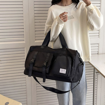 Oxford Gym Bag за жени Водоустойчива чанта за фитнес със сухо и мокро разделение Устойчива на износване чанта за през рамо за пътуване на открито с голям капацитет
