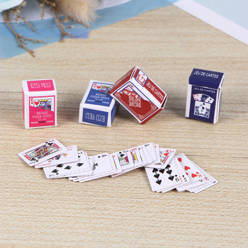 4 комплекта модел мини мебели Карти за игра Творчески покер По-малка хартия за игра стая за играчки
