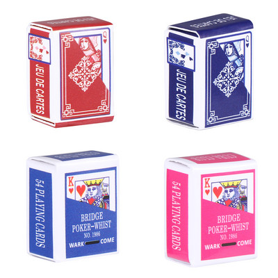 4 комплекта модел мини мебели Карти за игра Творчески покер По-малка хартия за игра стая за играчки