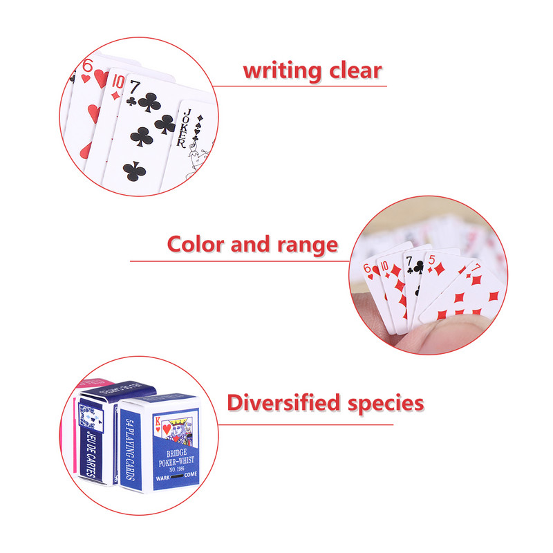 4 rinkinių mini baldų modelis žaidimo kortos Creative Poker Mažesnis žaislų kambarys žaidimo popierius